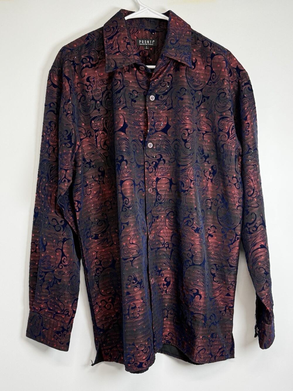 Pronti Collection By Phita Shirt Men Large Abstract Grunge Dark Academia Retro